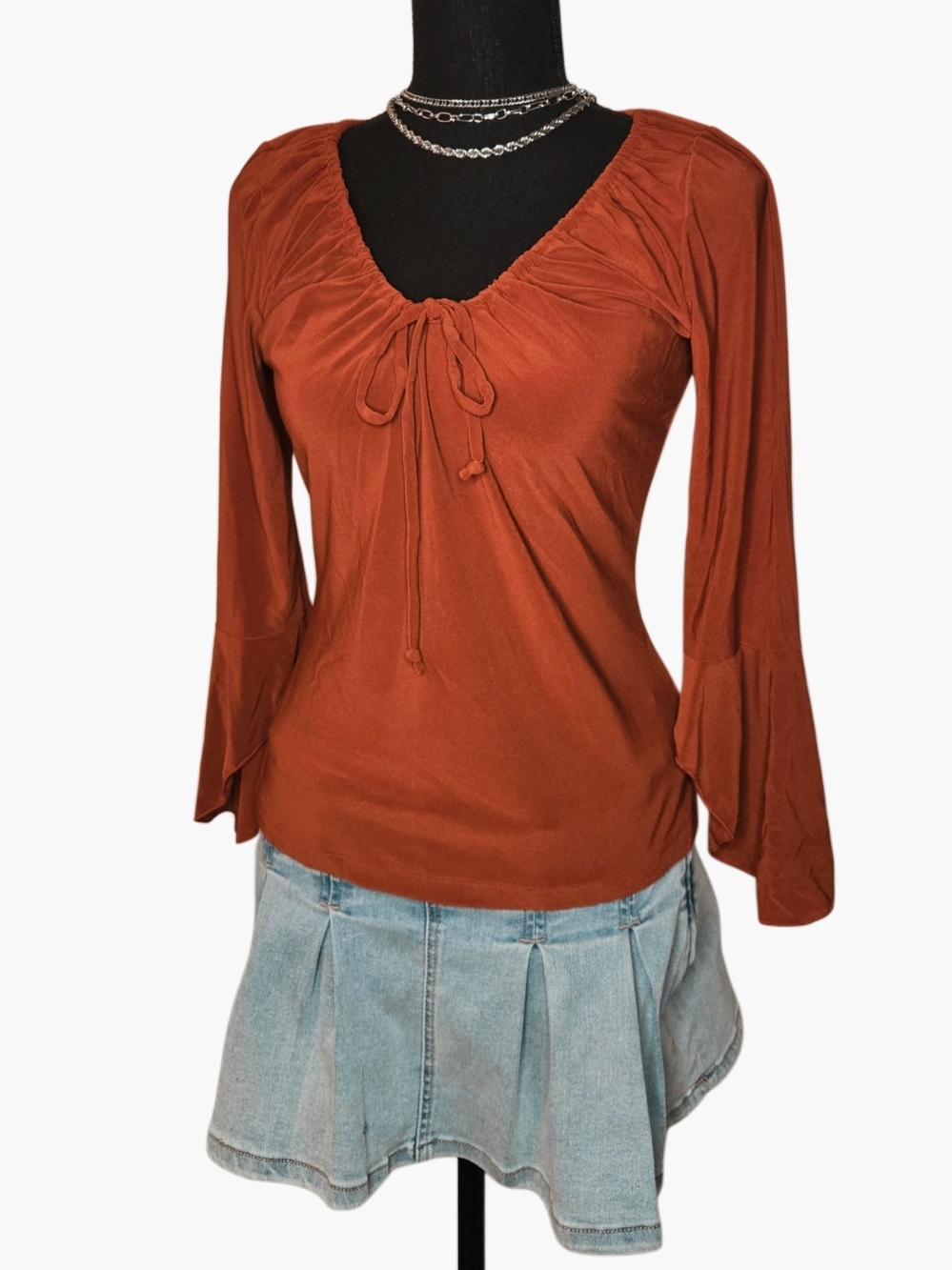 Y2k Charlotte Russe Rust Long Sleeve Flare Top!